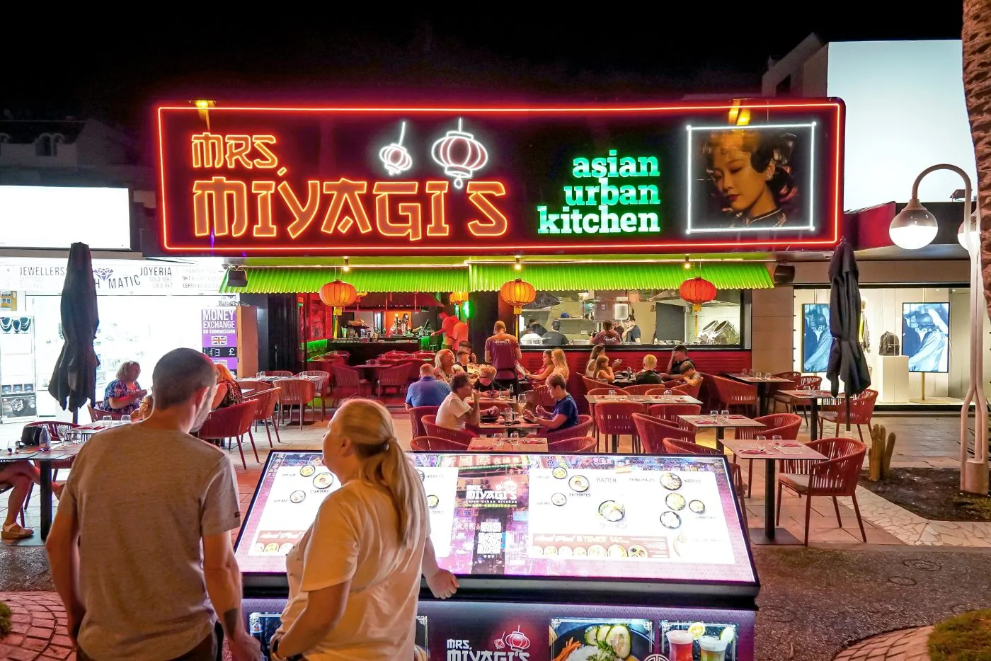 Mrs. Miyagi's restaurant neon façade, Playa de las Américas